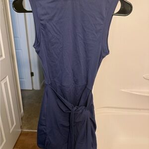 Navy Sleeveless Dress with Tie Waist